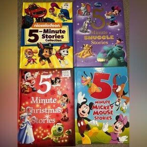 Disney 5 Minute Story Books Christmas Mickey Mouse Nickelodeon lot of 4